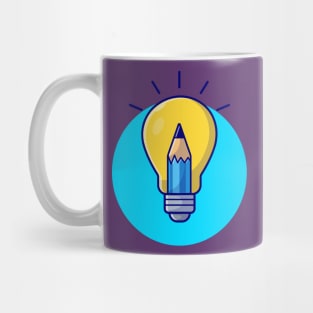 Lamp With Pencil Cartoon Vector Icon Illustration Mug